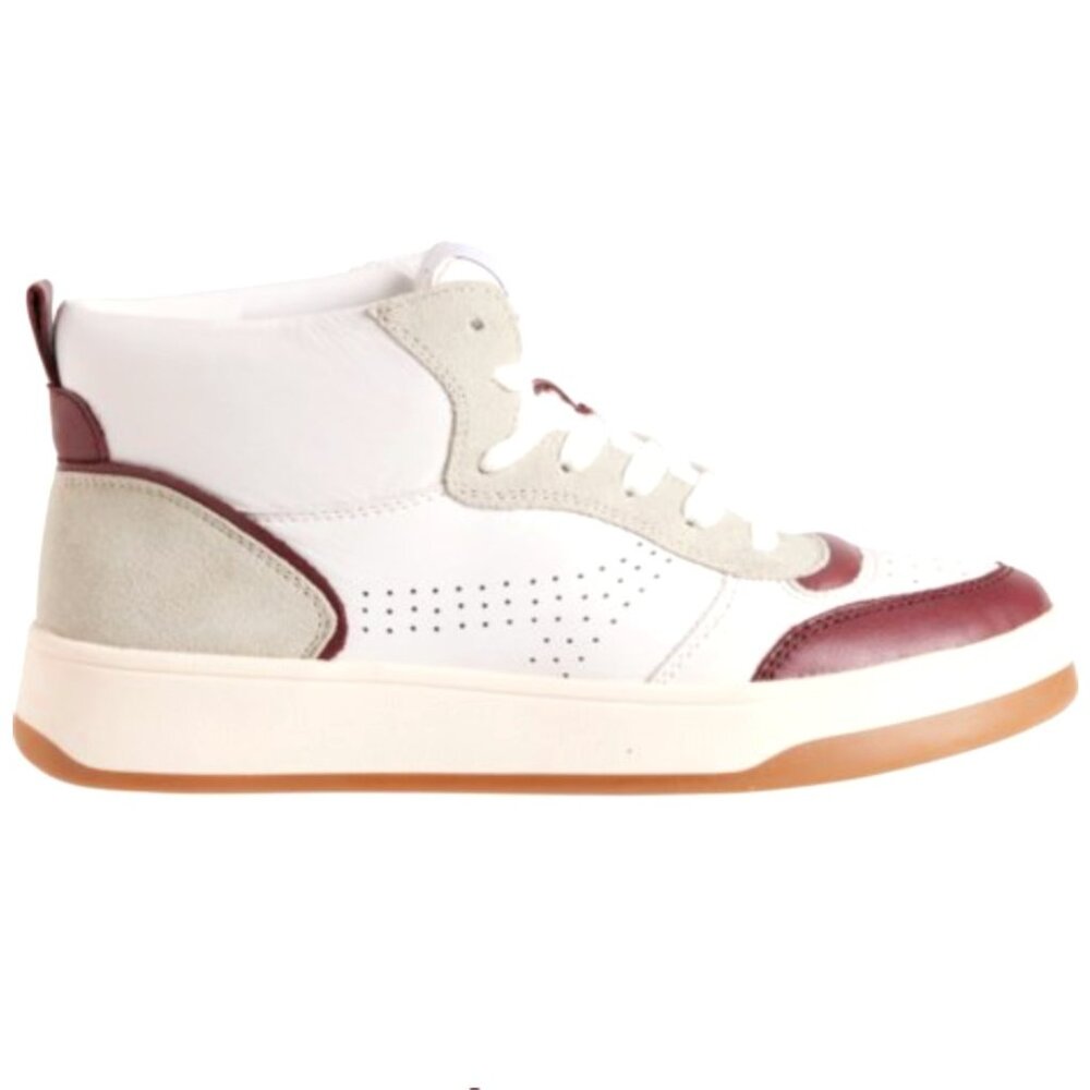 NEW Steve Madden Quality LEATHER Womens Sneakers Shoes White Burgundy size 6 - Picture 2 of 16